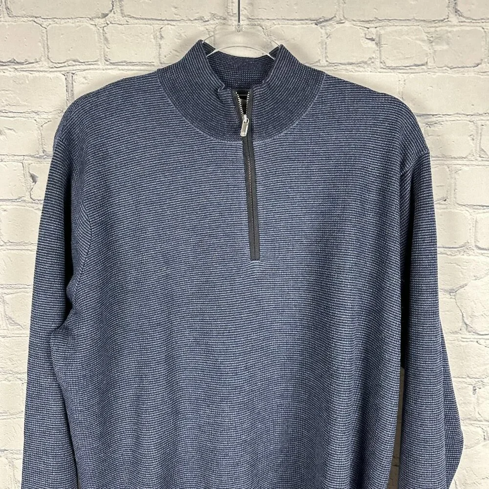 Peter Millar Men's West 1/4 Zip Merino Wool Pullover Sweater, Size Large, Blue